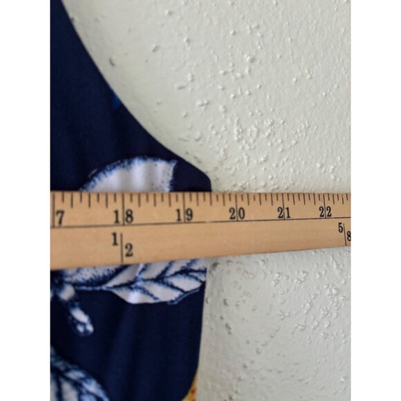 Soma Womens Navy Lemon Print Sleeveless Knit Maxi Dress With Side Pockets  L - Picture 6 of 14